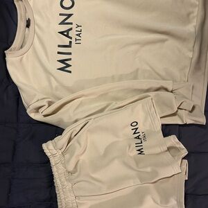 Milano Italy Cream Sweatshirt and Shorts Set